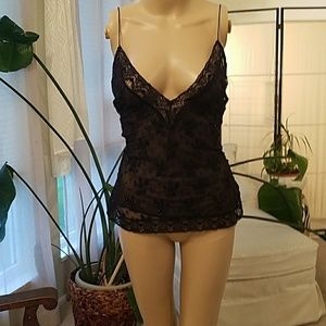 Sheer beaded tank with side zip